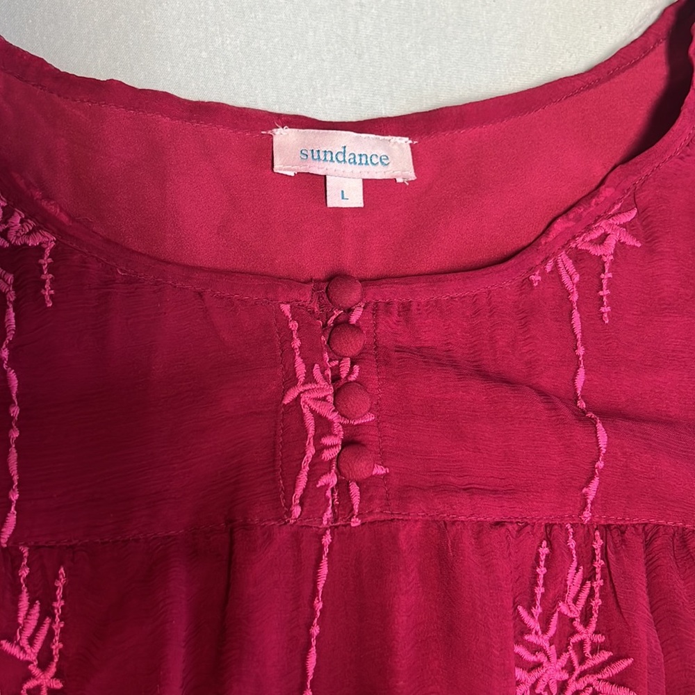 SOLD - Sundance Cora Embroidered Cupro Tunic Top
Wineberry Pink/Red (Large) - Picture 3 of 10